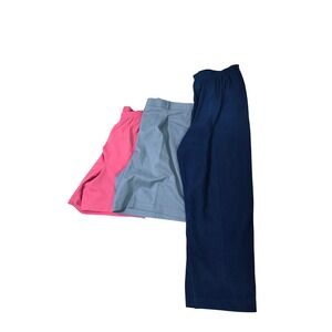 Lot of 3 Alfred‎ Dunner Women's Pants Size 16P Blue Pink Gray Elastic Waist